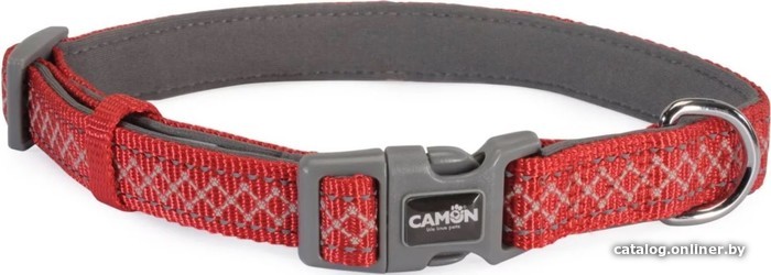 

Ошейник Camon DC108/A (XS, регулируемый тканевый красный с узором ромбик)