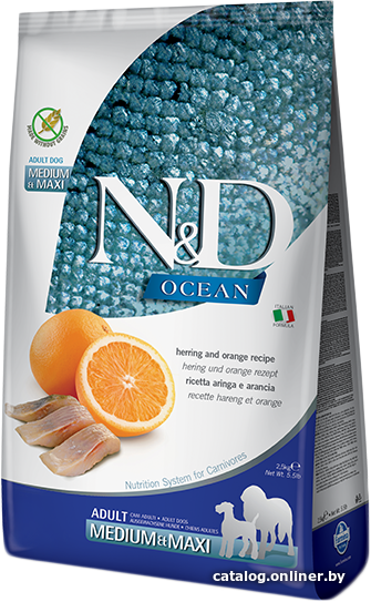 

Сухой корм для собак Farmina N&D Ocean Grain Free Herring & Orange Adult Medium & Maxi 12 кг
