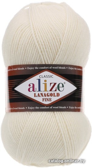 

Пряжа для вязания Alize Lanagold Fine 62 (390 м, молочный)