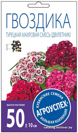 

Семена цветов Агроуспех Гвоздика Турецкая махровая смесь Д 27242 0.2 г