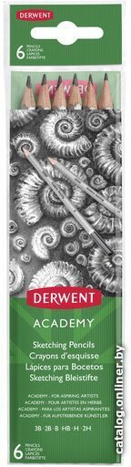 

Набор простых карандашей Derwent Academy Sketching, блистер, 2H-3B, 6шт