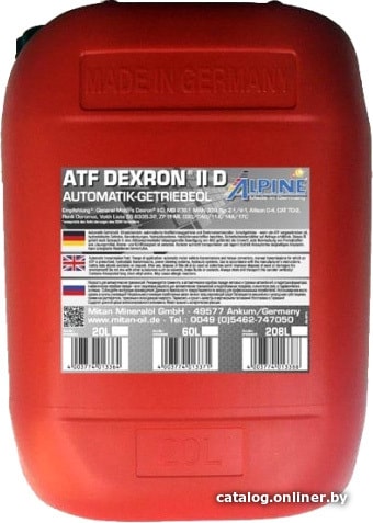 

Трансмиссионное масло Alpine ATF DEXRON II D 20л