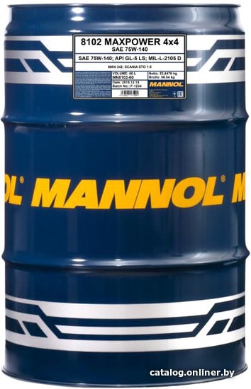 

Трансмиссионное масло Mannol Maxpower 4x4 75W-140 60л