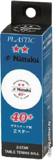 

Мяч для настольного тенниса Nittaku Two Star 40+ (2 звезды, 3 шт.)
