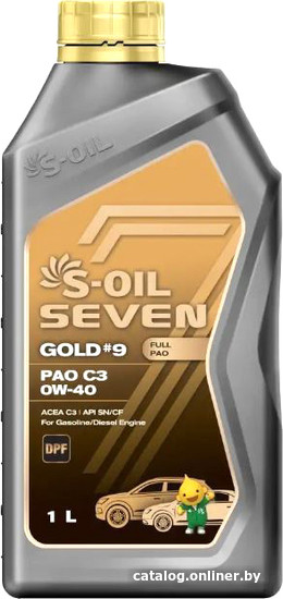 

Моторное масло S-OIL Seven Gold #9 PAO C3 0W-40 1л