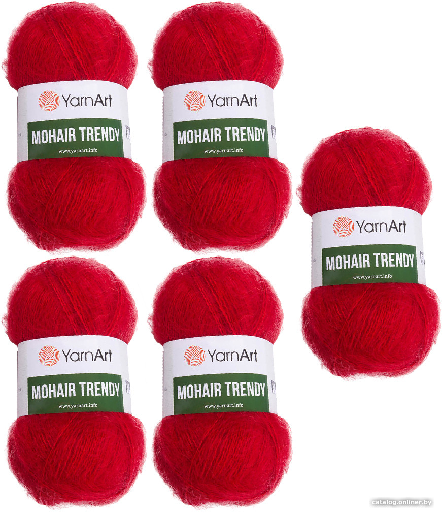

Набор пряжи для вязания Yarnart Mohair Trendy 105 (красный, 5 шт)