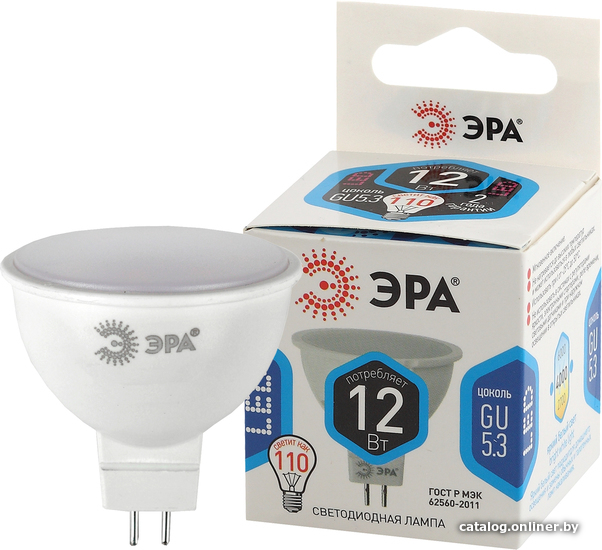 

Светодиодная лампочка ЭРА STD LED MR16-12W-840-GU5.3 GU5.3 12 Вт софит нейтральный белый свет