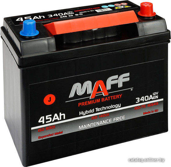 

Автомобильный аккумулятор MAFF Premium Japan R+ (45 А/ч)