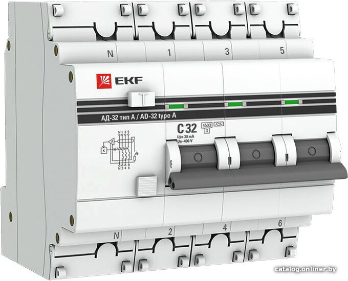 

Дифференциальный автомат EKF PROxima АД-32 3P+N 32А (С) DA32-32-30-4P-a-pro