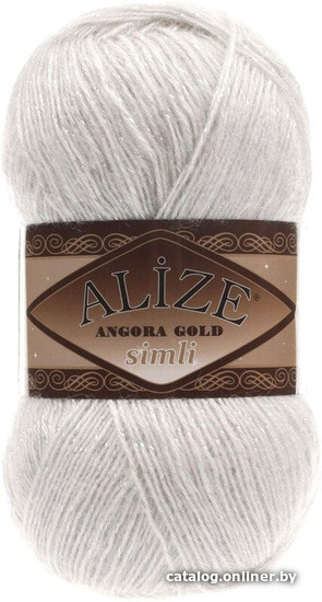 

Пряжа для вязания Alize Angora gold simli 599 (500 м, слоновая кость)