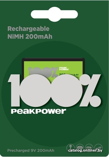 

Аккумулятор PeakPower 6F22 200 mAh PP20R8H-2U1