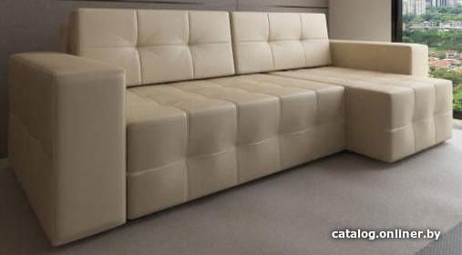 

Угловой диван Craftmebel Питсбург люкс угловой (правый, БНП, экокожа, бежевый)