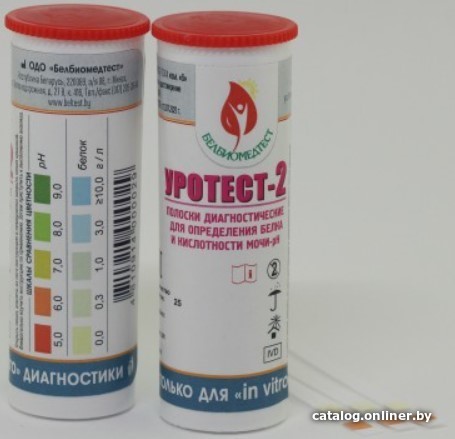 

Тест на белок и кислотность мочи-pH Уротест 2 (25 шт)