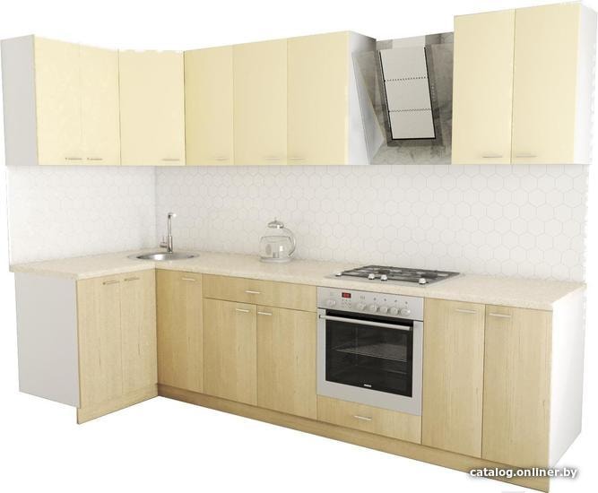 

Готовая кухня Хоум Лайн Луиза Люкс 1200x3000 угловой (флитвуд шампань/ваниль)