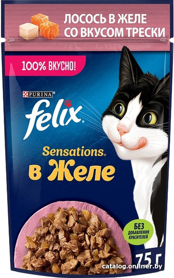 

Пресервы Felix Sensations в желе с лососем и вкусом трески 75 г