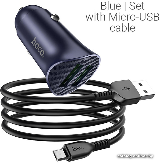

Автомобильное зарядное Hoco Z39 Farsighted MicroUSB (синий)