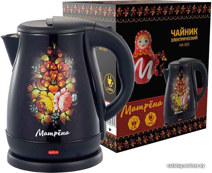 

Электрический чайник Матрена MA-003 (черный, хохлома)