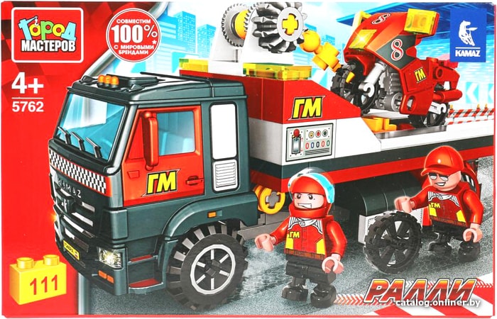 

Конструктор Город мастеров Kamaz 5762-KK Камаз-перевозчик с мотоциклом