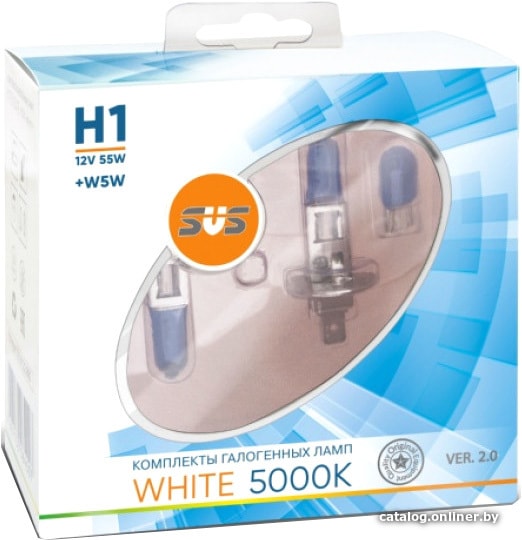 

Галогенная лампа SVS H1 55W+W5W White 5000K Ver.2.0 2+2шт