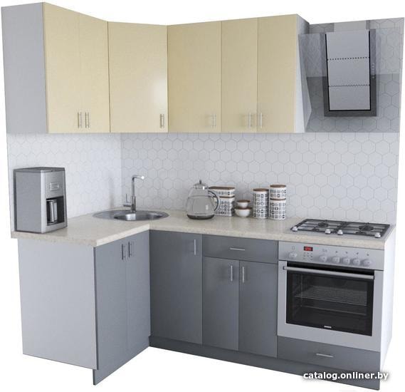 

Готовая кухня Хоум Лайн Кристалл Люкс 1200х2100 угловой (серый/ваниль глянец)