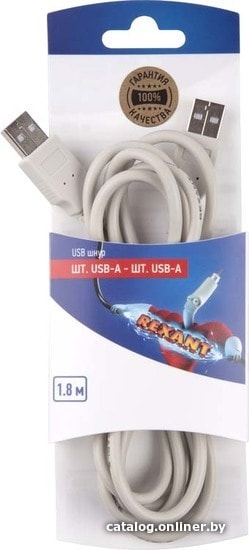 

Кабель Rexant 06-3152 USB Type-A - USB Type-A (1.8 м, белый)