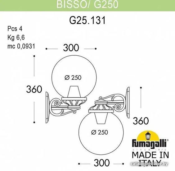 

Уличный настенный светильник Fumagalli Bisso/G250 FU_G25.131.000.BXF1R