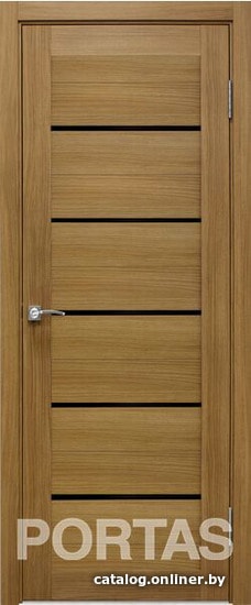

Межкомнатная дверь Portas S22 90x200 (орех карамель, стекло lacobel черный лак)