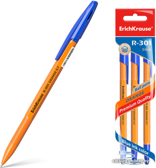 

Набор шариковых ручек Erich Krause R-301 Orange Stick синий 42743 (3 шт)