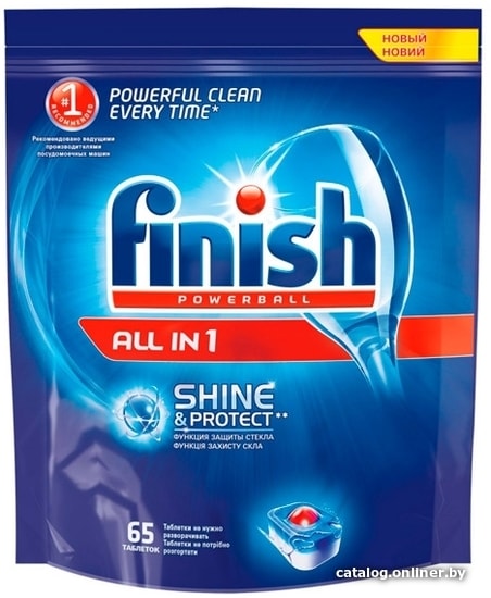 

Таблетки для посудомоечной машины Finish All in 1 Shine & Protect (65 шт)