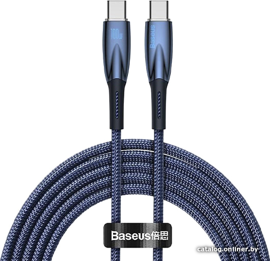 

Кабель Baseus Glimmer Series Fast Charging Data Cable USB Type-C - Type-C 100W CADH000803 (2 м, синий)