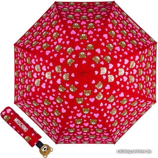 

Складной зонт Moschino 8048-OCС Bear Hearts Allover Red