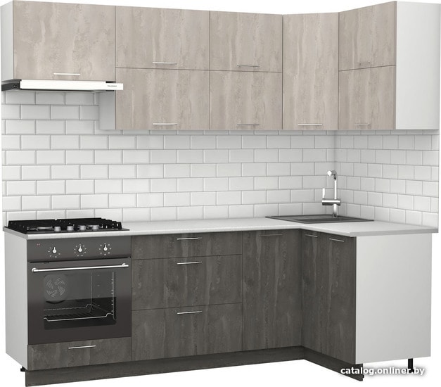 

Готовая кухня S-Company Клео крафт 1.2x2.3 правая (железный камень/бетонный камень)
