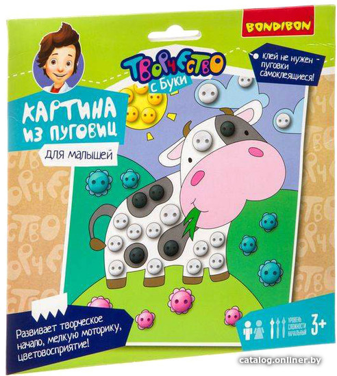 

Набор для создания поделок/игрушек Bondibon Картина из пуговиц. Коровка ВВ3812