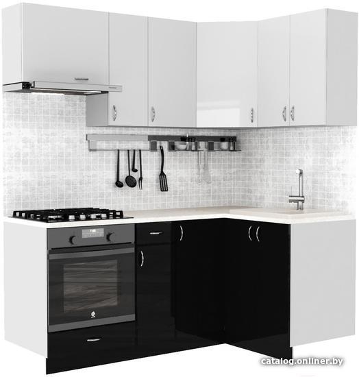 

Готовая кухня S-Company Клео глосc 1.2x1.9 правая (черный глянец/белый глянец)