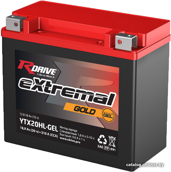 

Мотоциклетный аккумулятор RDrive eXtremal Gold YTX20HL-GEL (18 А·ч)