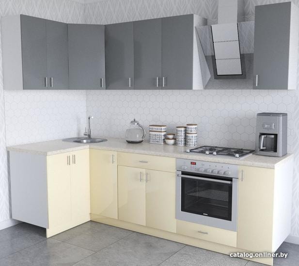 

Готовая кухня Хоум Лайн Кристалл Люкс 1200х2600 угловой (ваниль/серый)