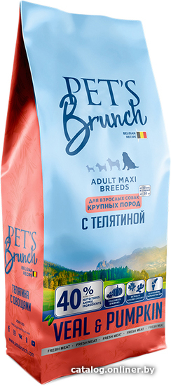 

Сухой корм для собак Pet's Brunch для взрослых собак крупных пород с телятиной 4 кг