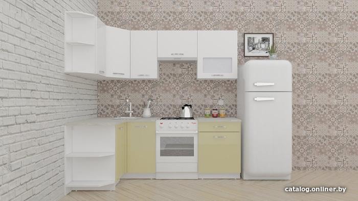 

Готовая кухня ВерсоМебель ЭкоЛайт-5 1.2x2.1 правая (белый/бежевый)