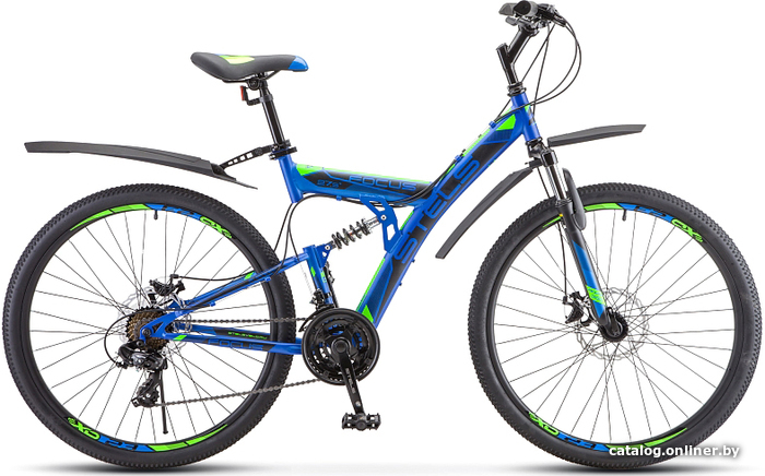 

Велосипед Stels Focus MD 27.5 21-sp V010 2019 (синий/зеленый)