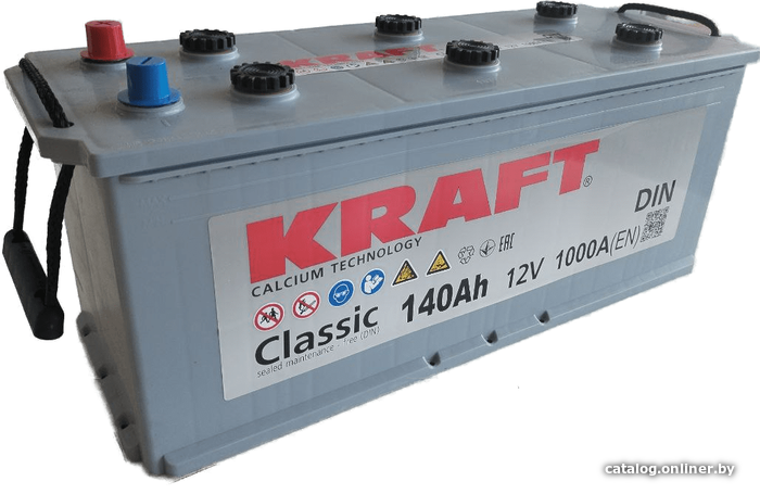 

Автомобильный аккумулятор KRAFT 140 (3) евро (140 А·ч)