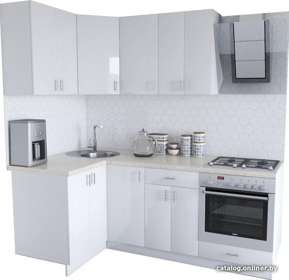 

Готовая кухня Хоум Лайн Кристалл Люкс 1200х2100 угловой (белый/белый)