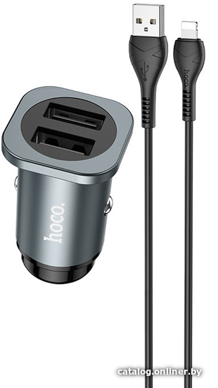 

Автомобильное зарядное Hoco NZ4 Lightning (серый)