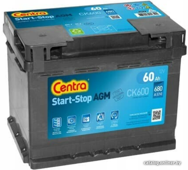 

Автомобильный аккумулятор Centra Start-Stop AGM CK600 R+ (60 А·ч)