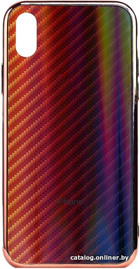 

Чехол для телефона EXPERTS Aurora Glass для Apple iPhone X/XS с LOGO (красно-черный)