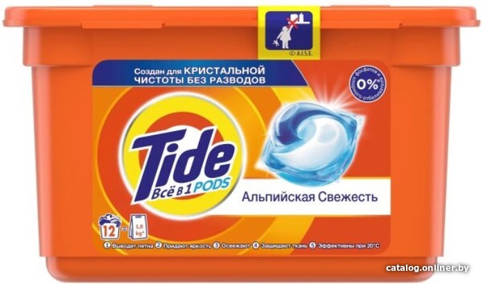 

Капсулы для стирки Tide Все в 1 Pods Альпийская свежесть (12х22.8 г)