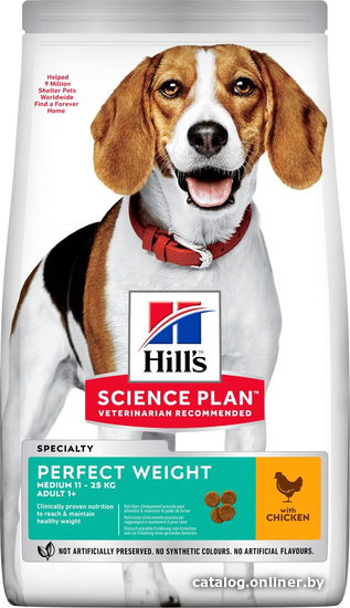 

Сухой корм для собак Hill's Science Plan Perfect Weight Adult Medium с курицей 10 кг