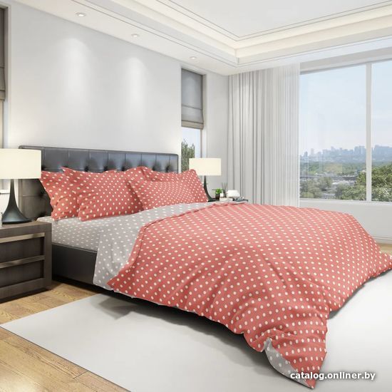 

Постельное белье Amore Mio Dots RED-GY 145x215