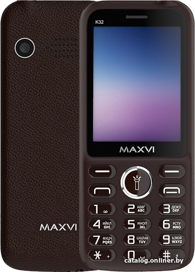 

Кнопочный телефон Maxvi K32 (коричневый)