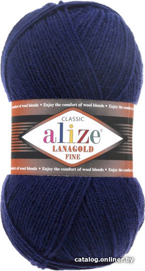 

Пряжа для вязания Alize Lanagold Fine 58 (390 м, темно-синий)