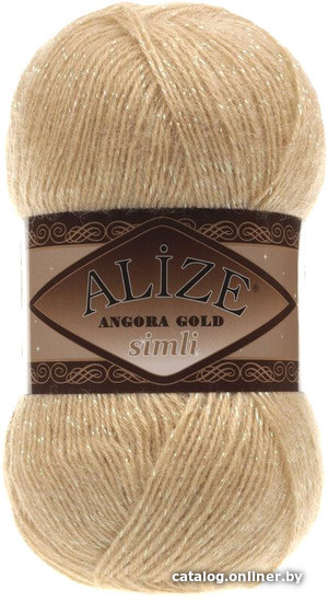 

Пряжа для вязания Alize Angora gold simli 95 (500 м, светло-бежевый)